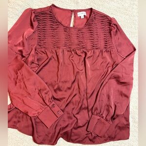 Wonderly Wine Red, Burgundy, Maroon Textured Blouse | Size Large